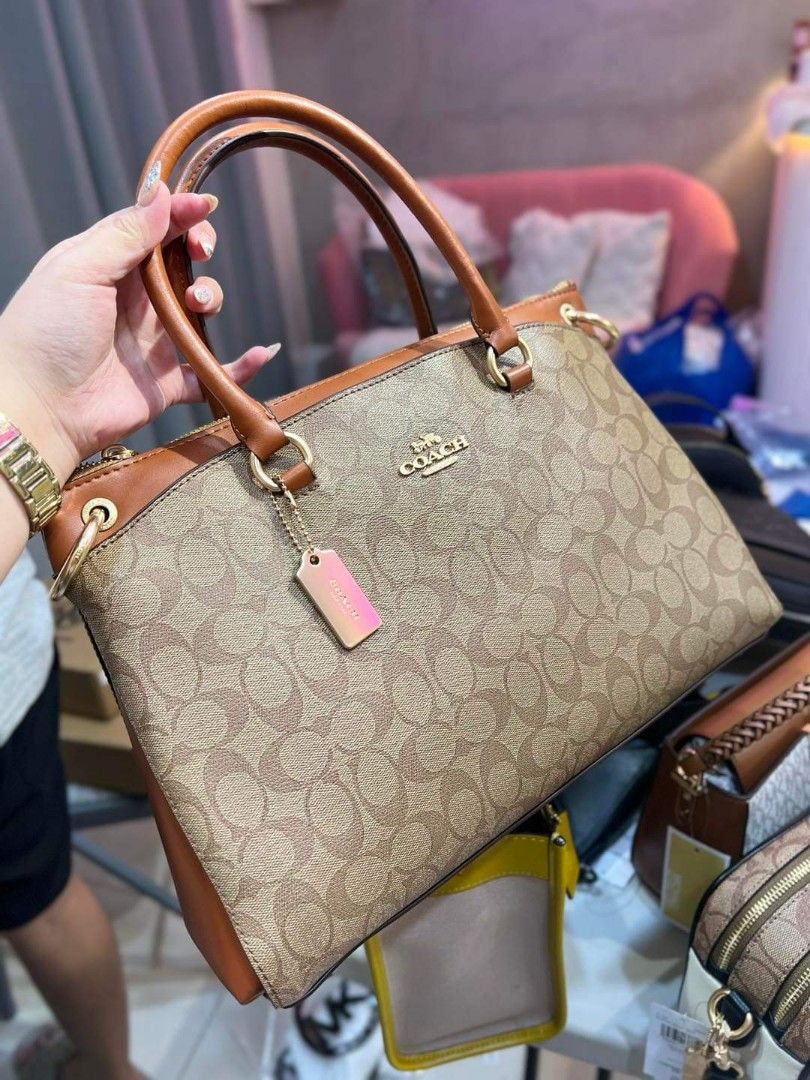 Coach mia satchel in signature canvas top