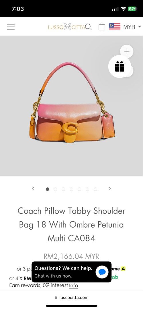 Coach Pillow Tabby 18 in Ombre Petunia Multi