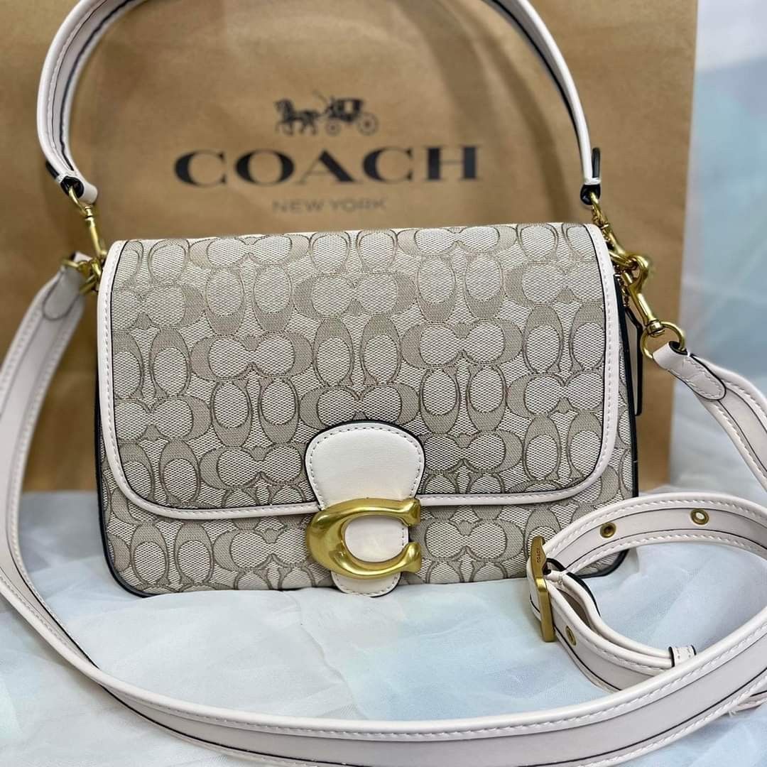 Coach Soft Tabby Signature Jacquard in Stone Ivory, Luxury, Bags & Wallets  on Carousell