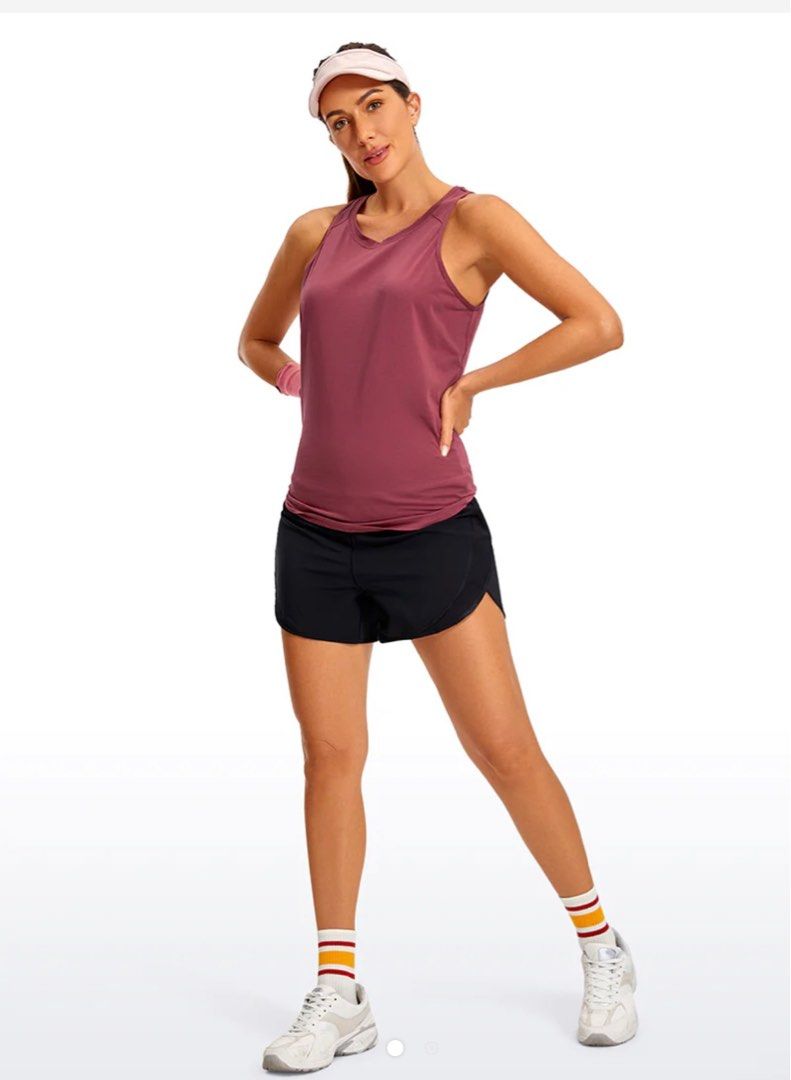 CRZ YOGA Pima Cotton Women's Workout Tank Tops Split Open Back Sleeveless  Shirts
