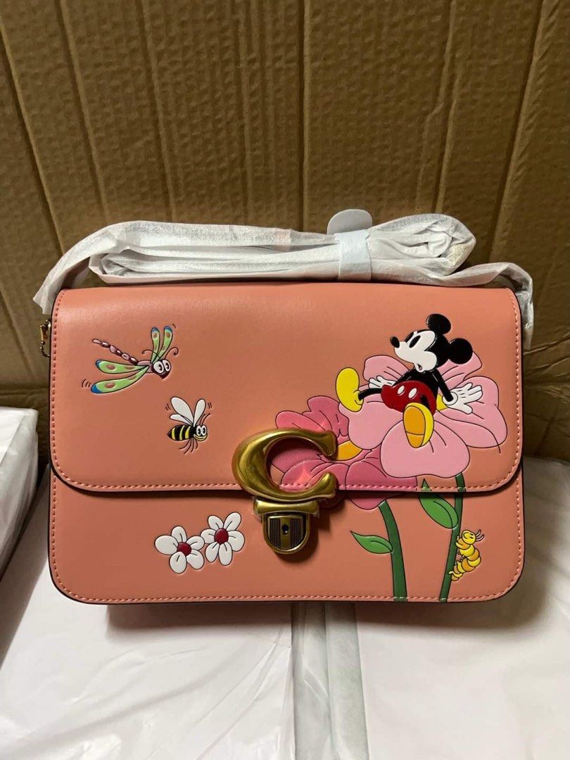 Disney X Coach Studio Shoulder Bag With Mickey Mouse And Flowers