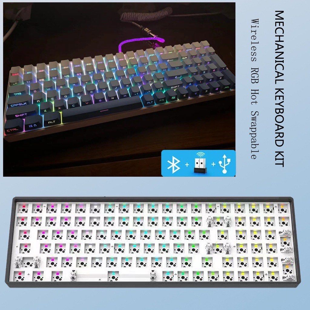 DK100 Wireless Mechanical Keyboard Kit RGB Backlight Full Key Hot