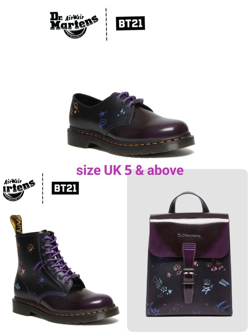 Dr Martens x BT21 Boots Backpack Leather Shoes, Women's Fashion