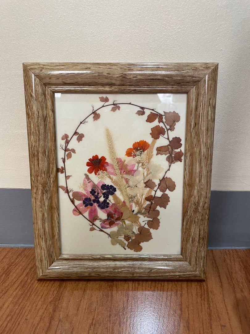 Dried Flowers Artwork in Solid Wood frame on Carousell