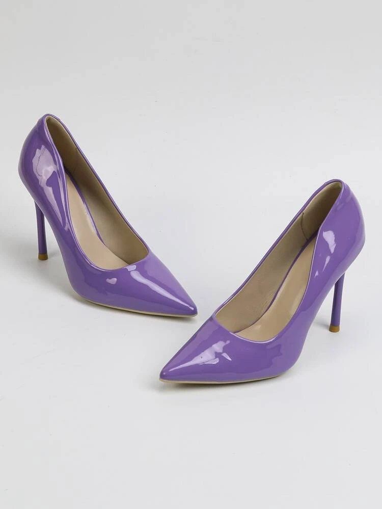 Purple leather pumps sales