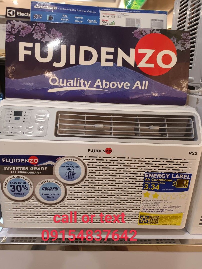 Fujidenzo window type aircon inverter grade & full dc inverter, TV ...