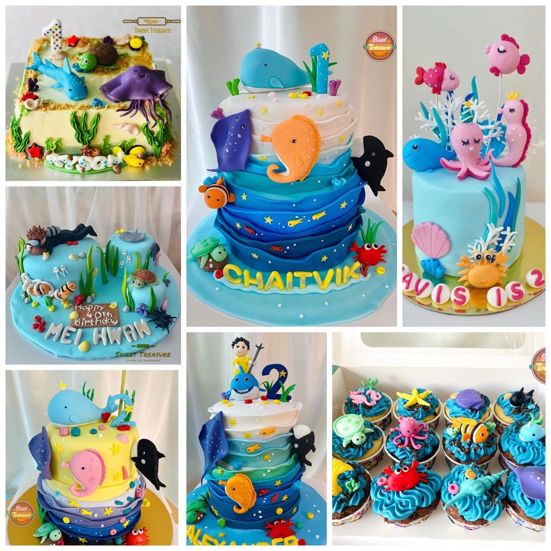 Sea Animals Theme Cake/Beach Theme Cakes/ Two Tier Birthday Cakes - Cake  Square Chennai | Cake Shop in Chennai