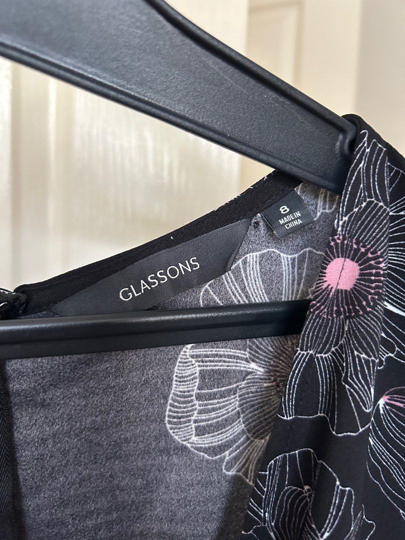 Glassons Black floral print full sleeve jumpsuit, Women's Fashion