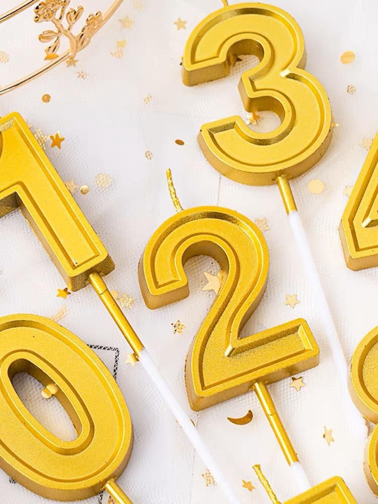 Gold Number Candle for Birthday, Hobbies & Toys, Stationery & Craft