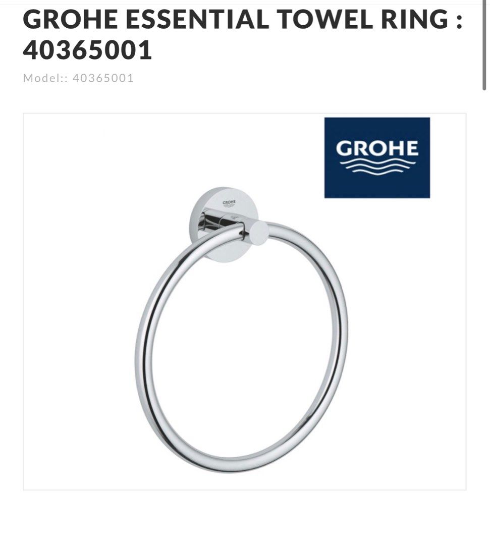 GROHE Essentials Towel Ring, Babies & Kids, Bathing & Changing, Bathtub & Bath Accessories on