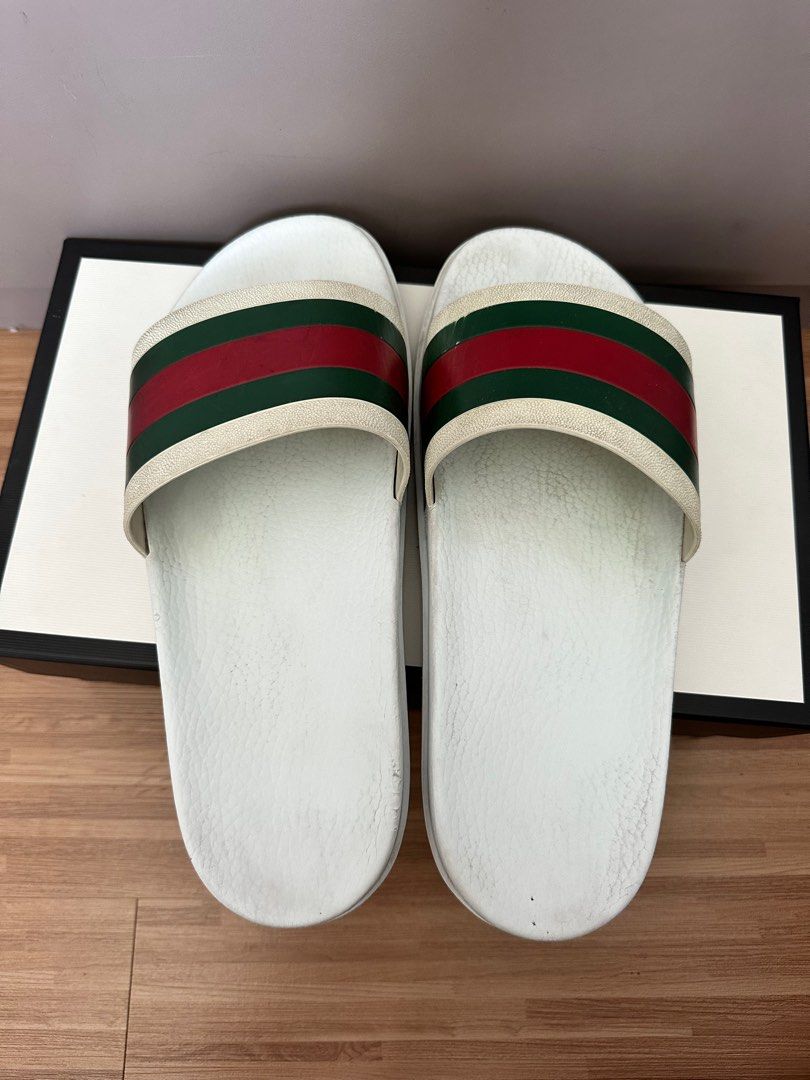 Mens white hot sale gucci slides
