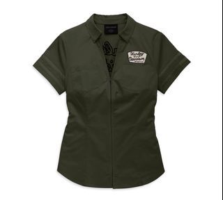 Harley Davidson Women Shirt Artisan Zip Front Kemeja Semi Jaket Wanita Original