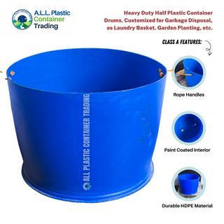 Heavy Duty Half Plastic Container Drums, Customized for Garbage Disposal, as Laundry Basket, Pots and Planters