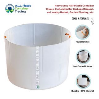 Heavy Duty Half Plastic Container Drums, Customized for Garbage Disposal, as Laundry Basket, Pots and Planters