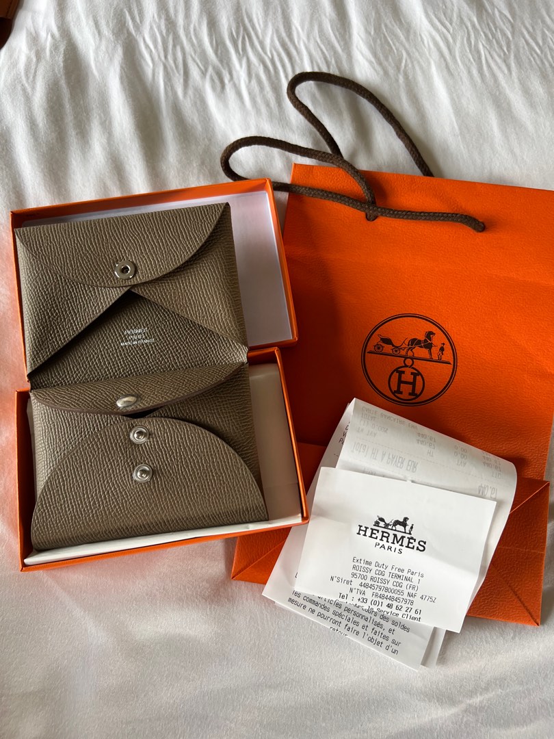 Hermes card holder orange clearance