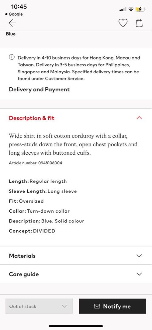 Delete online h&m account