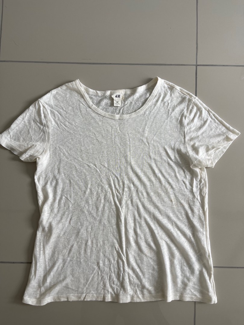 H M x David Beckham Collection Basic Linen T Shirt Men s Fashion Tops Sets Tshirts Polo Shirts on Carousell