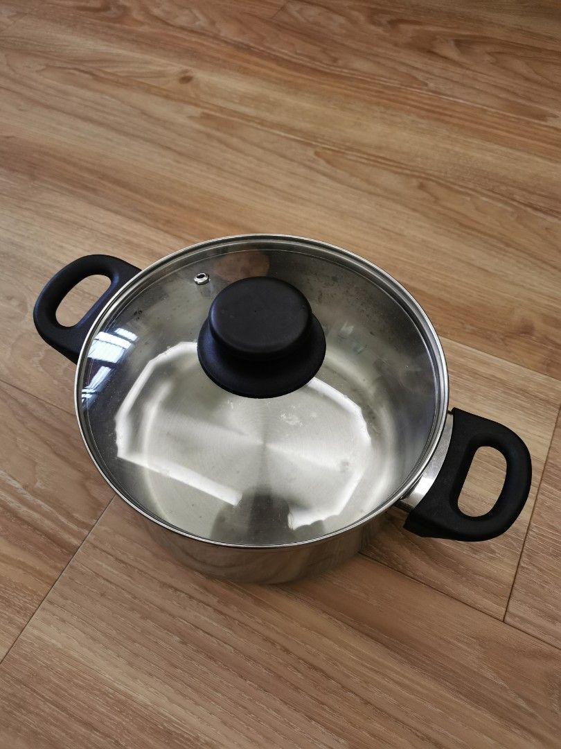 ANNONS Pot with lid, glass, stainless steel, Height: 8 Diameter: 10 - IKEA