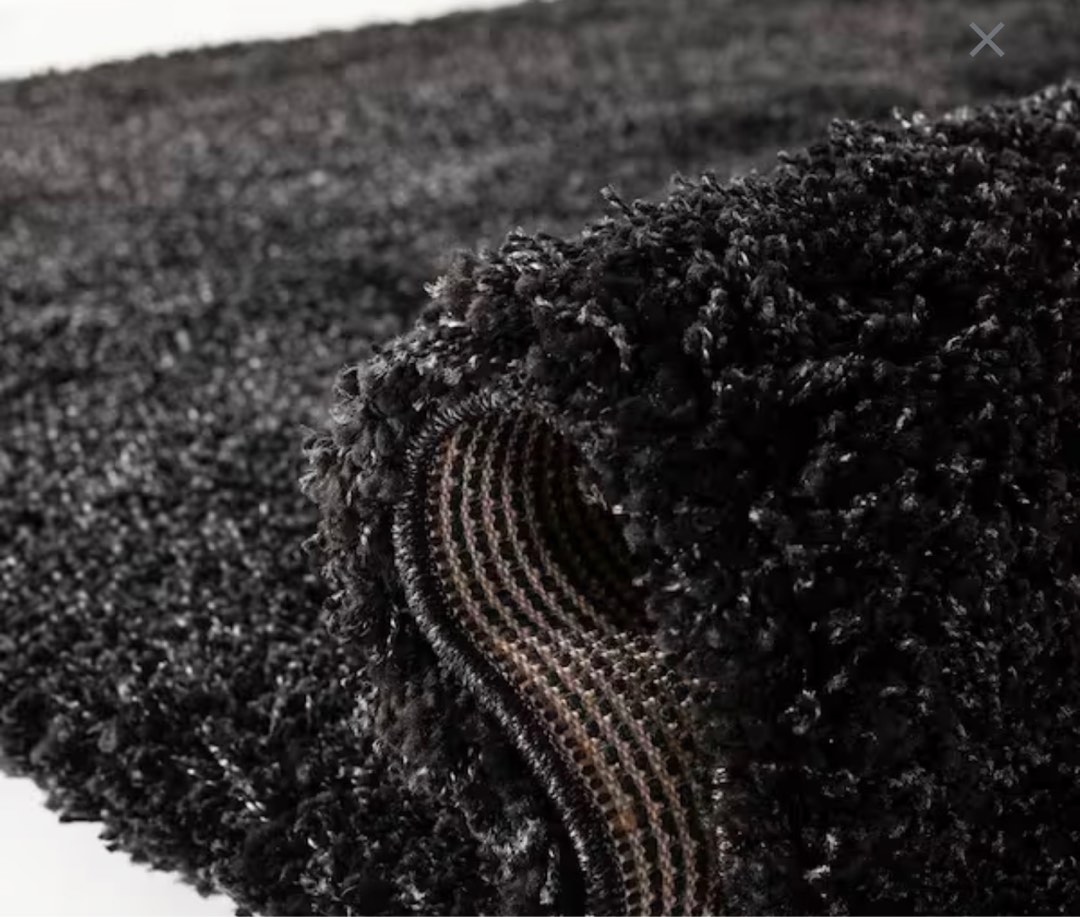 IKEA black & white shag rug, Furniture & Home Living, Home Decor