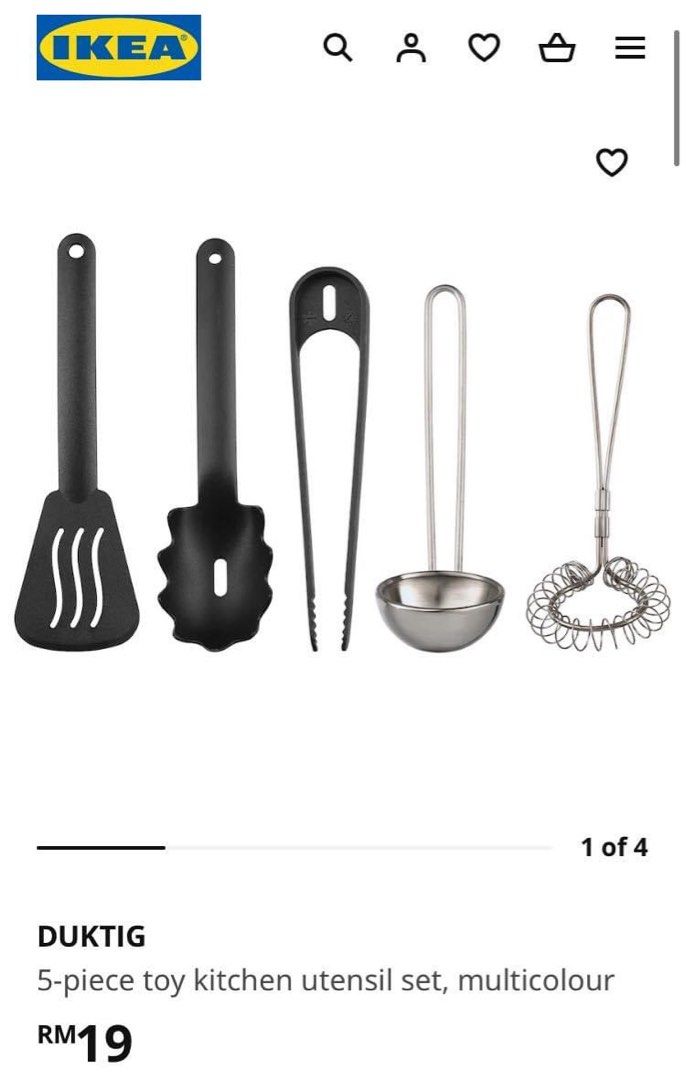 DUKTIG 5-piece toy cookware set, stainless steel color - IKEA