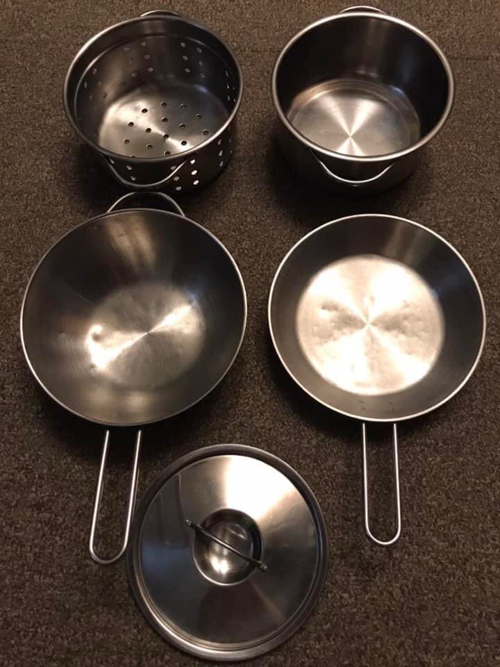 DUKTIG 5-piece toy cookware set, stainless steel color - IKEA