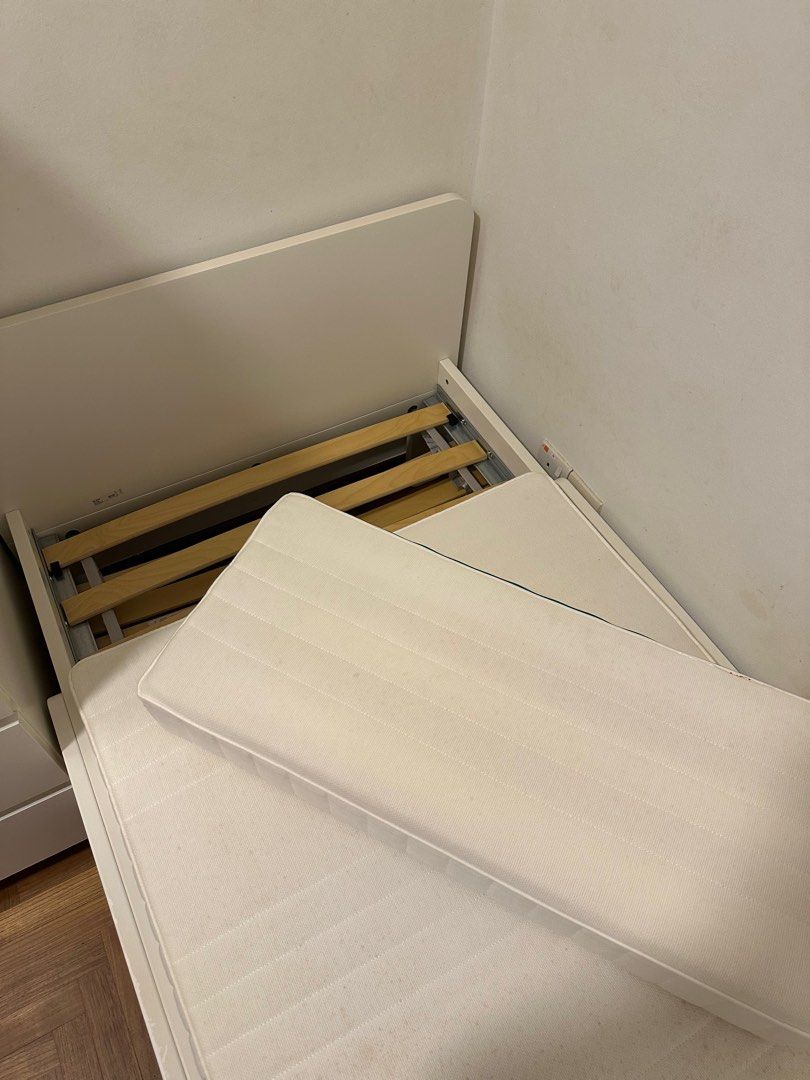 Ikea extendable bed frame with mattress, Furniture & Home Living