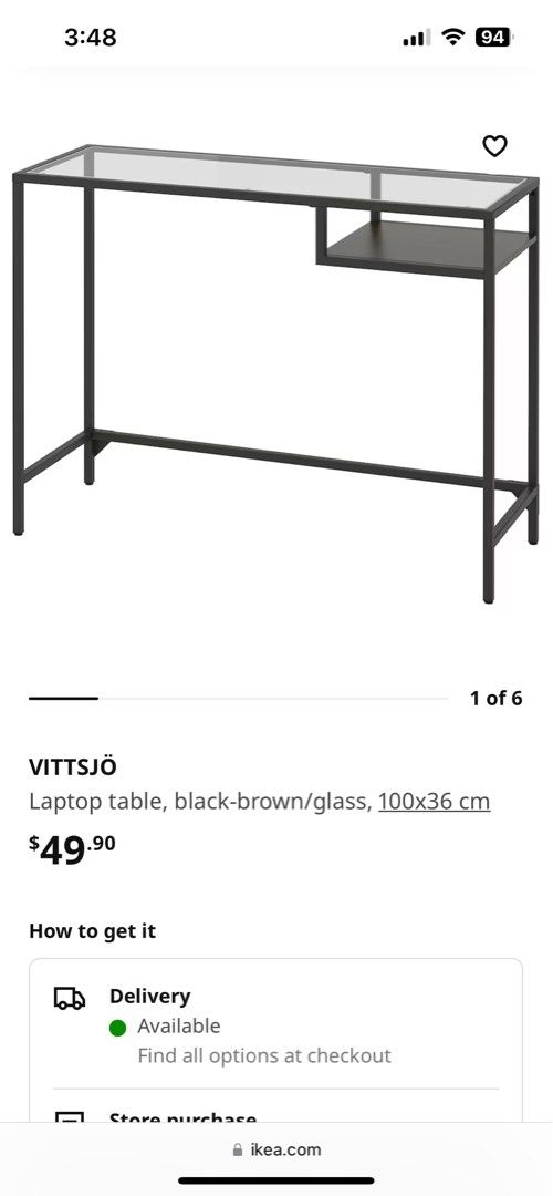 Ikea vitssjo laptop study table, Furniture & Home Living, Furniture