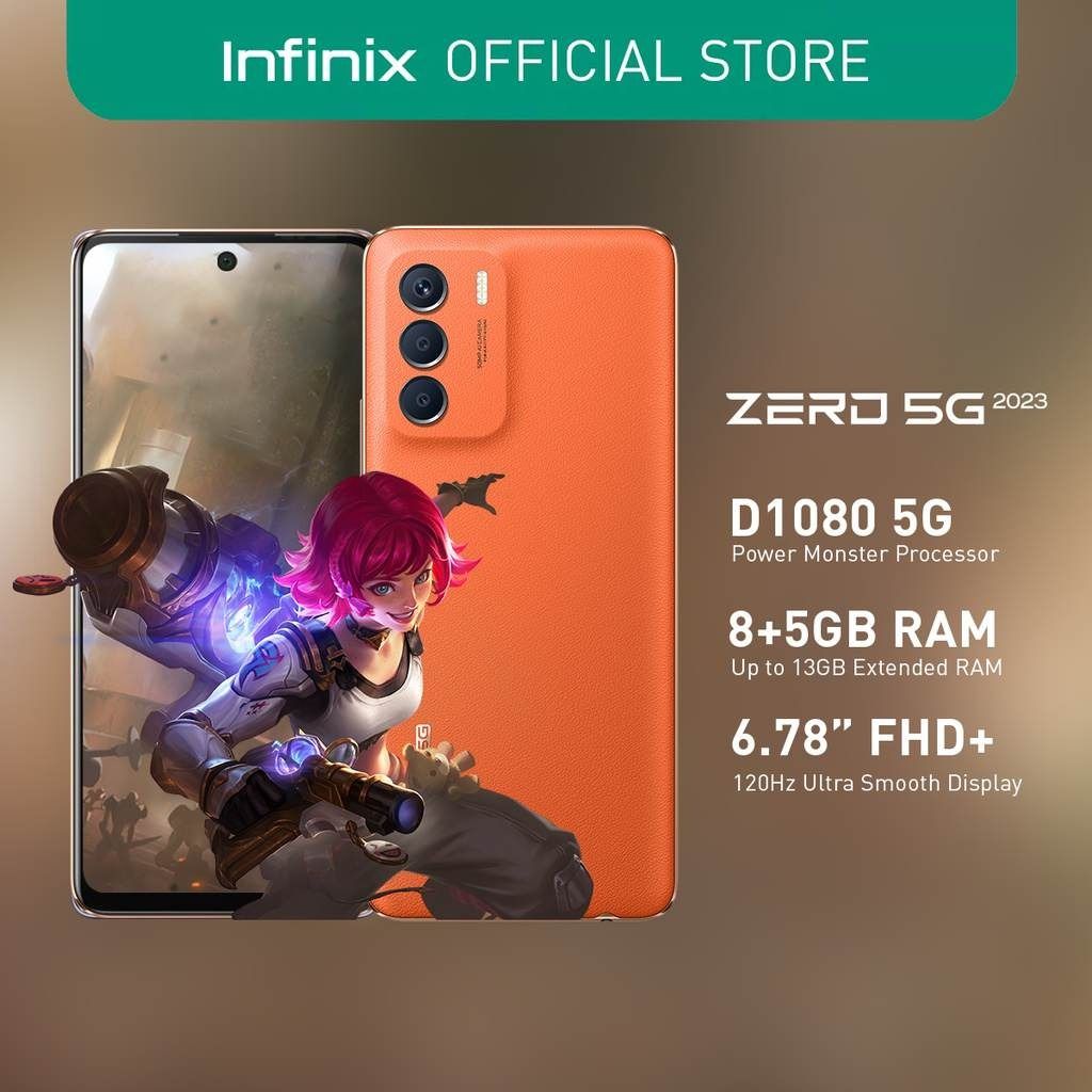 Infinix Zero 5G 2023 (Category: Android Others) located in Caloocan City. Submitted by mjmassortedfinds (Listing ID 1235602719, Image 2). Description: Infinix Zero 5G 2023 Original NTC Brandnew Sealed php 12,000 Specs Display: 6.78 inches, IPS LCD, 120Hz, 500 nits CPU: Mediatek MT6877V Dimensity 1080 GPU: Mali-G68 MC4 RAM: 8GB ROM: 256GB expandable via microSD card slot up to 256GB (dedicated) Back Camera: 50MP + Portrait + Quad Flash Light Selfi