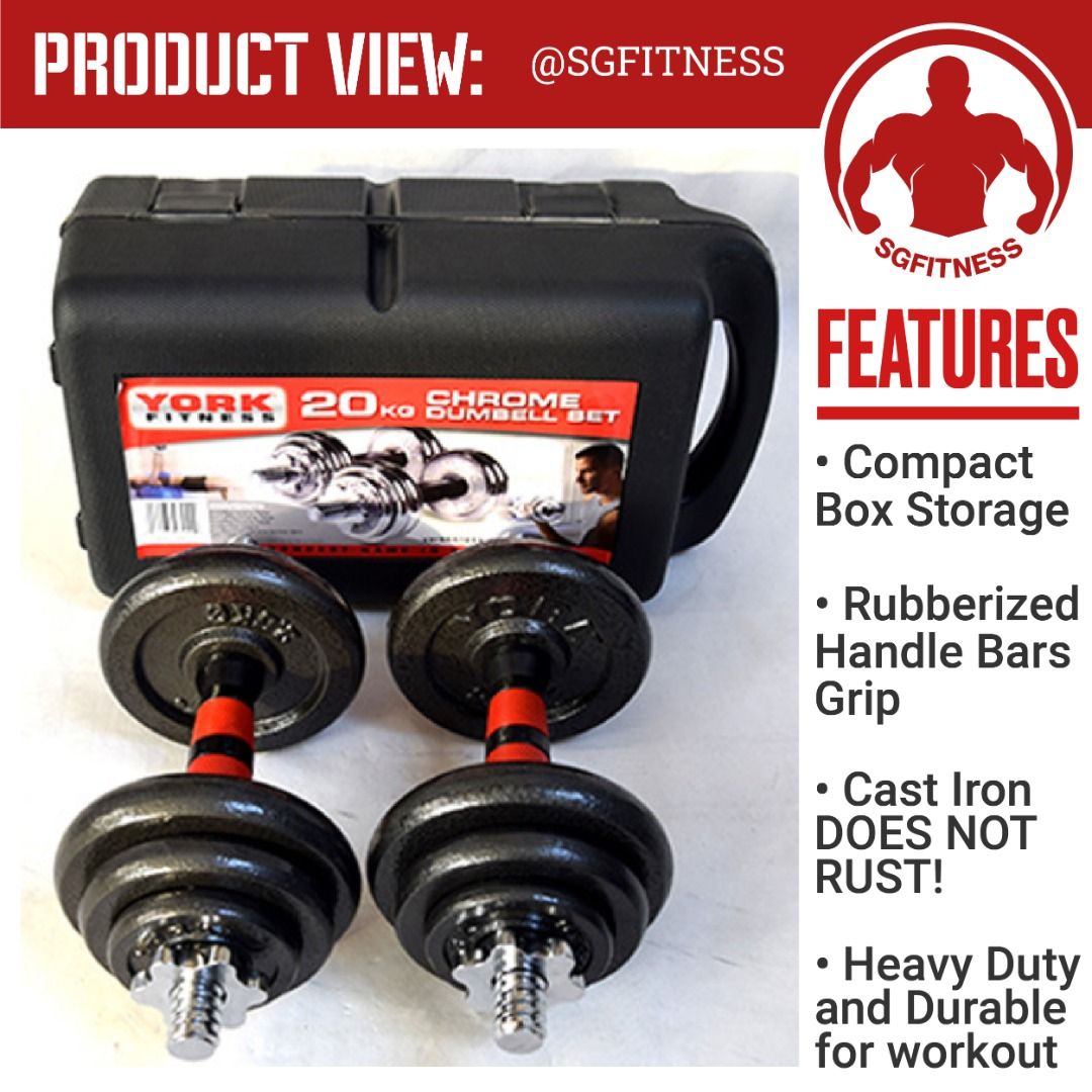 York 15kg cast clearance iron dumbbell set