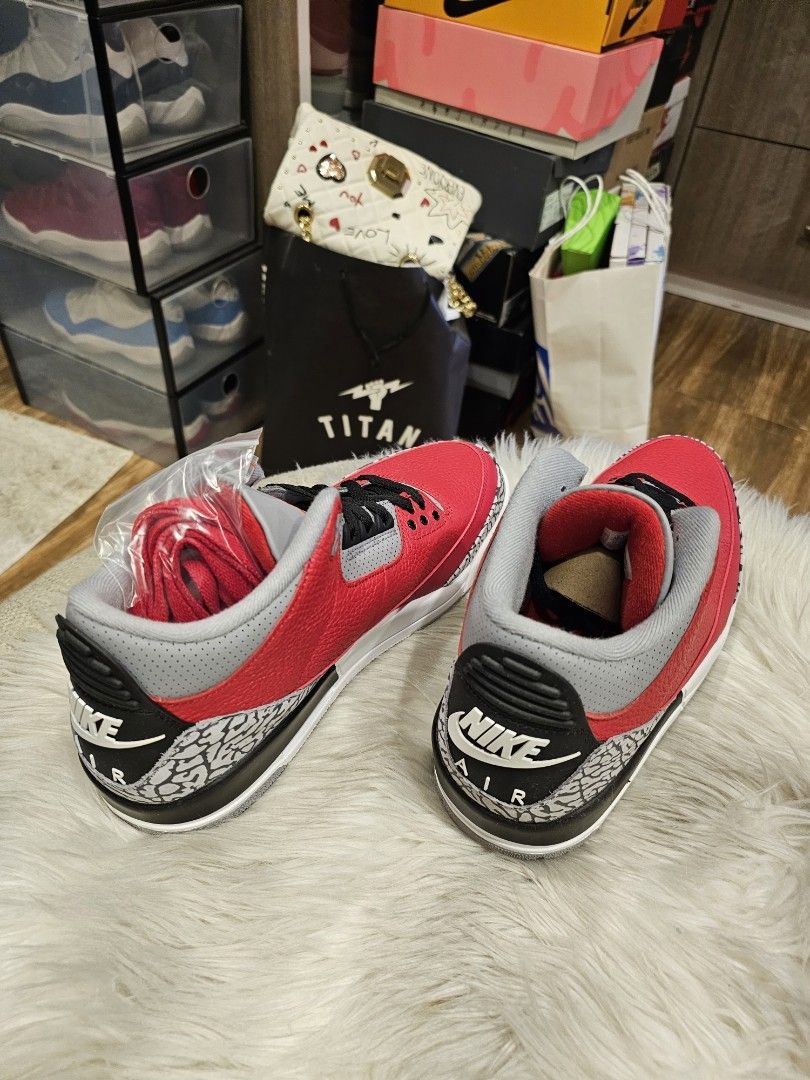 Jordan 3 Red Cement Men s Fashion Footwear Sneakers on Carousell