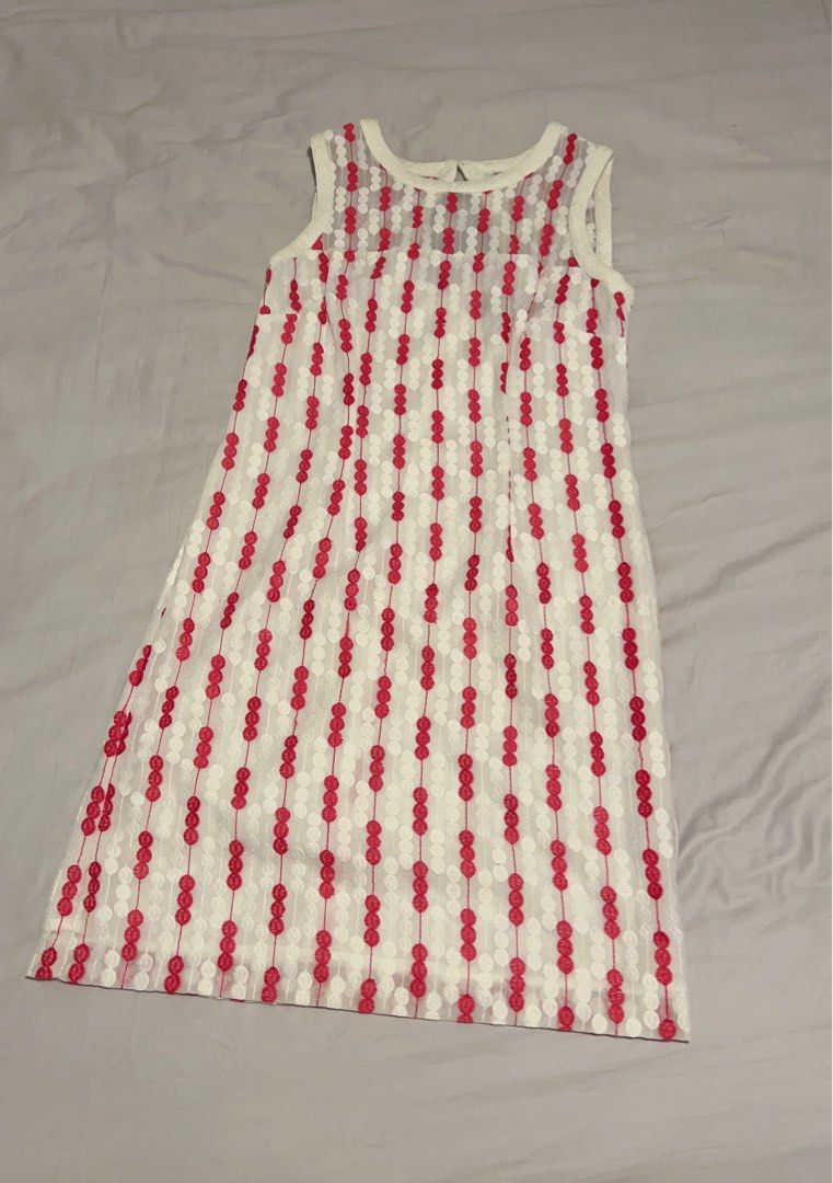 open lace back dress KARL LAGERFELD Paris Women's Dresses Sheath,Soft White Pink Sherbet Combo,2  at Amazon Women's Clothing store