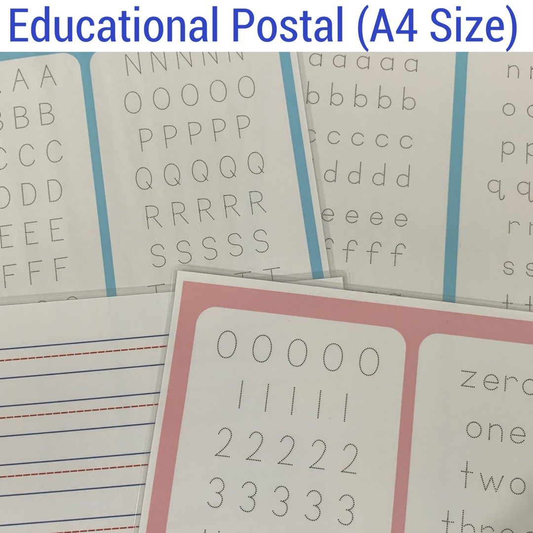 Children alphabet letters and number tracing pages erasable reusable