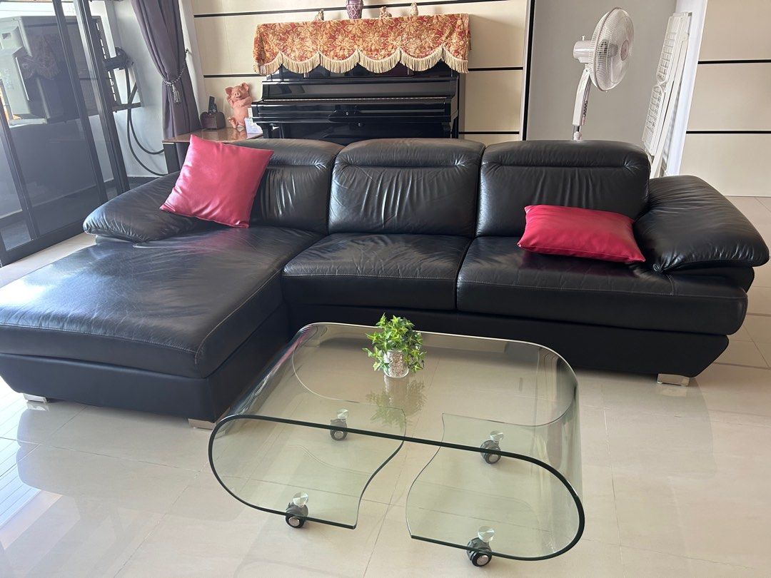 L Shape Sofa (Semi Leather), Furniture & Home Living, Furniture, Sofas