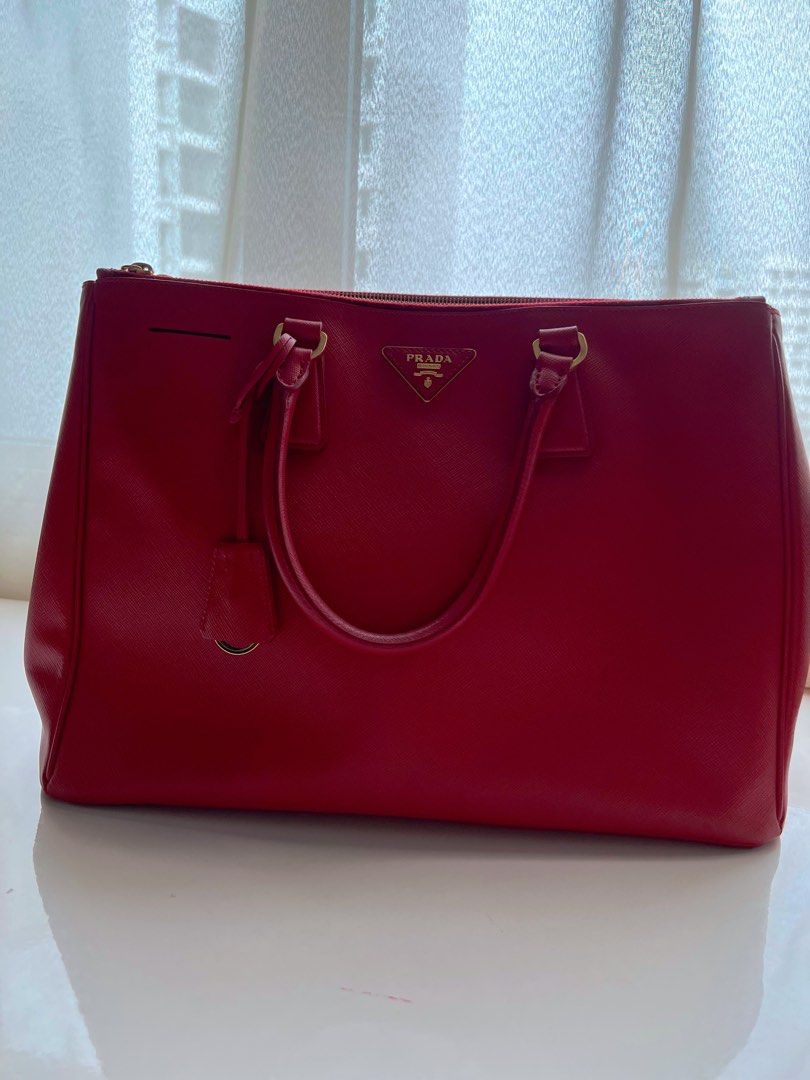 Prada Pink Saffiano Lux Leather Large Gardener's Tote For Sale at