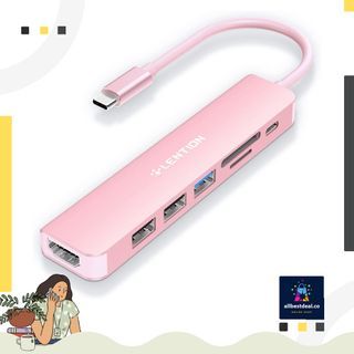 LENTION USB C Hub with 100W Charging, 4K HDMI, Dual Card Reader, USB 3.0 & 2.0 Compatible 2022-2016 MacBook Pro, New Mac Air/Surface, Chromebook, More, Stable Driver Adapter (CB-CE18, Rose Gold)