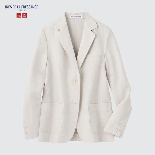 Linen Cotton Blend Blazer Beige Women s Fashion Coats Jackets