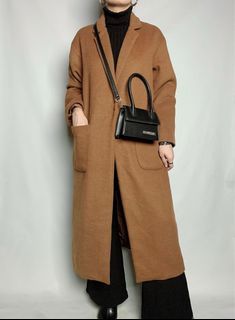 (SOLD) Long wool coat, Travel coat, Oversized wool coat • Please read first the description below