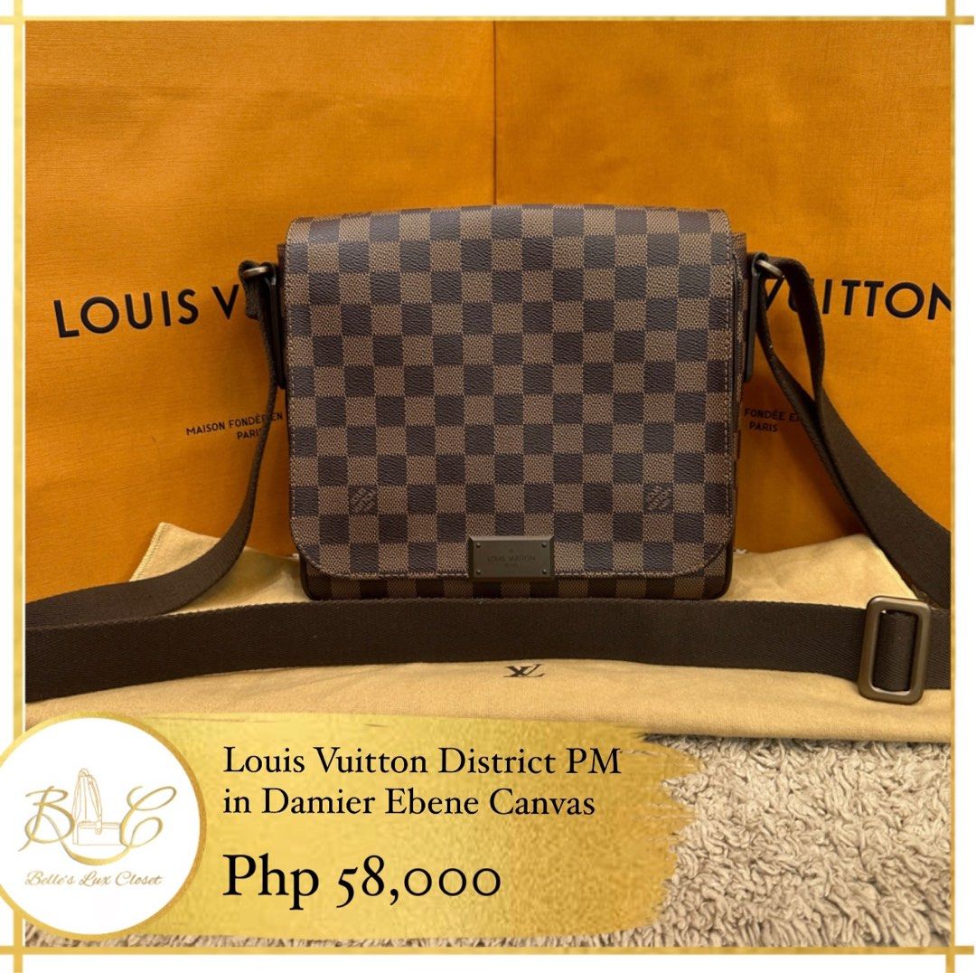 LOUIS VUITTON District PM Damier Ebene Canvas Bag, Luxury, Bags
