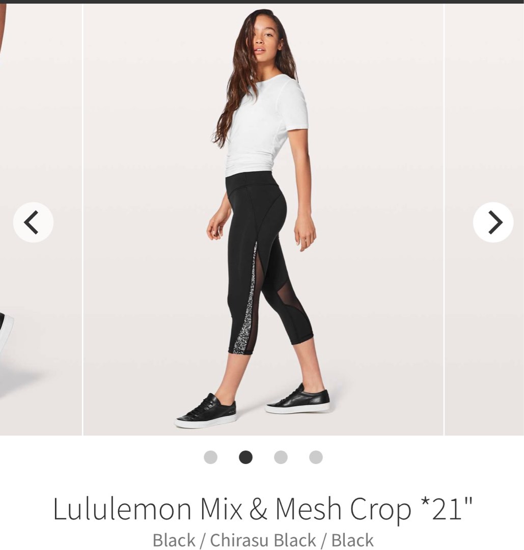 Lululemon Mix & Mesh Crop *21 Black / Chirasu Black / Black leggings 6