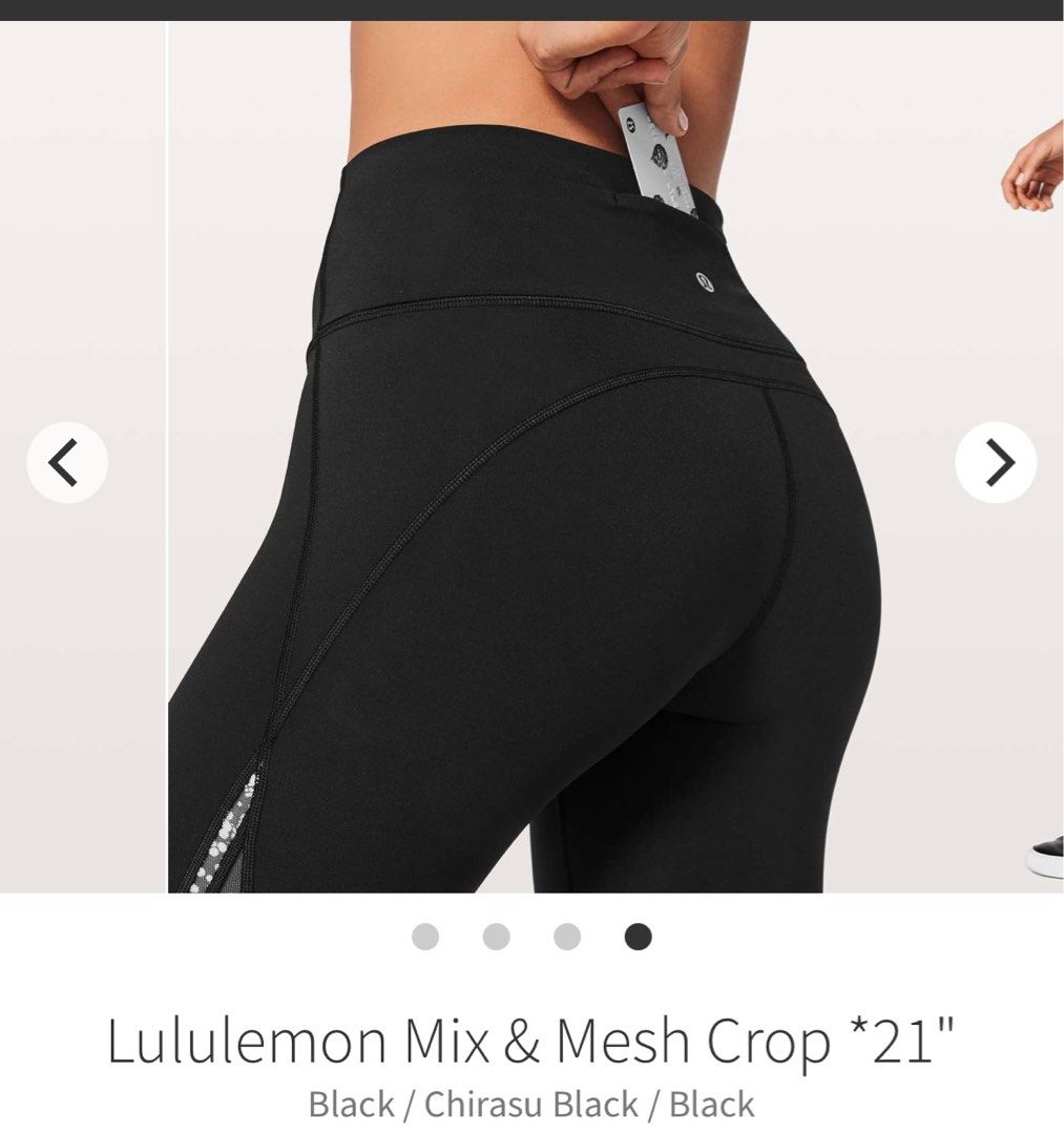Lululemon Mix & Mesh Crop *21 Black / Chirasu Black / Black leggings 6