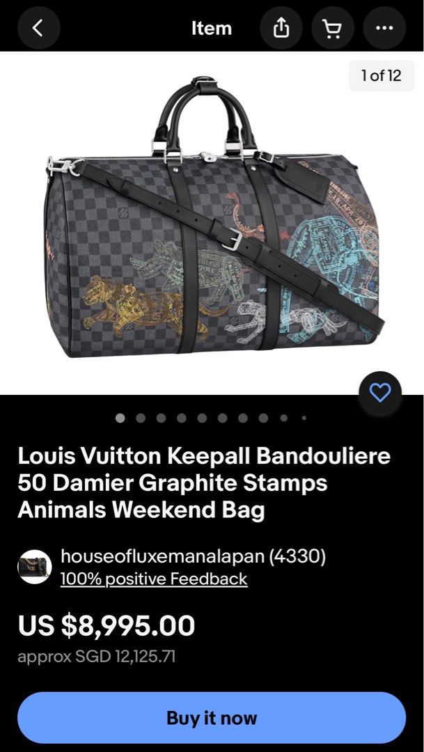 LOUIS VUITTON Damier Graphite 3D Keepall Bandouliere 50 1176081