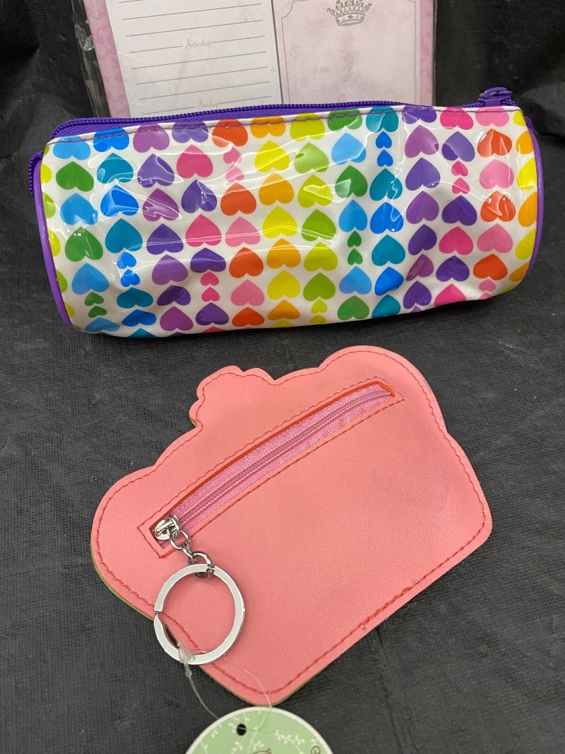 magnetic clipboard pencil box stationary set (Category: Stationery & School Supplies) located in Makati City. Submitted by mighty.simpletrading (Listing ID 1235545272, Image 3). Description: SELLING AS BUNDLE ONLY !! Location: Makati City Price: 200php Brand: Stationary Set Package includes: -1x pencil box heart rainbow -2x pencil (red and yellow) -2x animal eraser (panda,dino) -1x princess crown pouch -1x 54sheet weekly notepad to do list and st