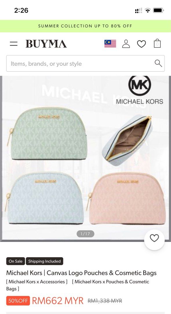 Michael Kors Monogram Leather Cosmetic Bag Japan Luxury Bags