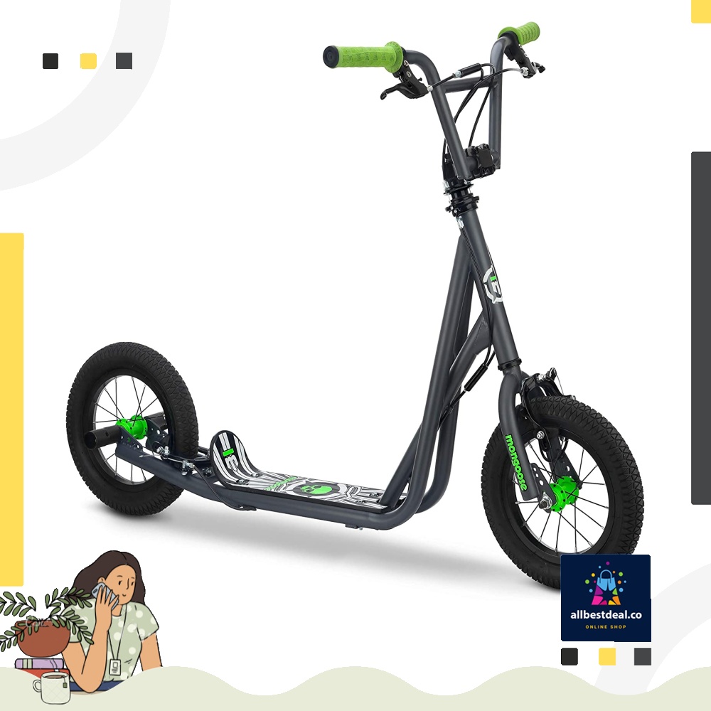 Mongoose Expo Youth Scooter, Front and Rear Caliper Brakes, Rear Axle