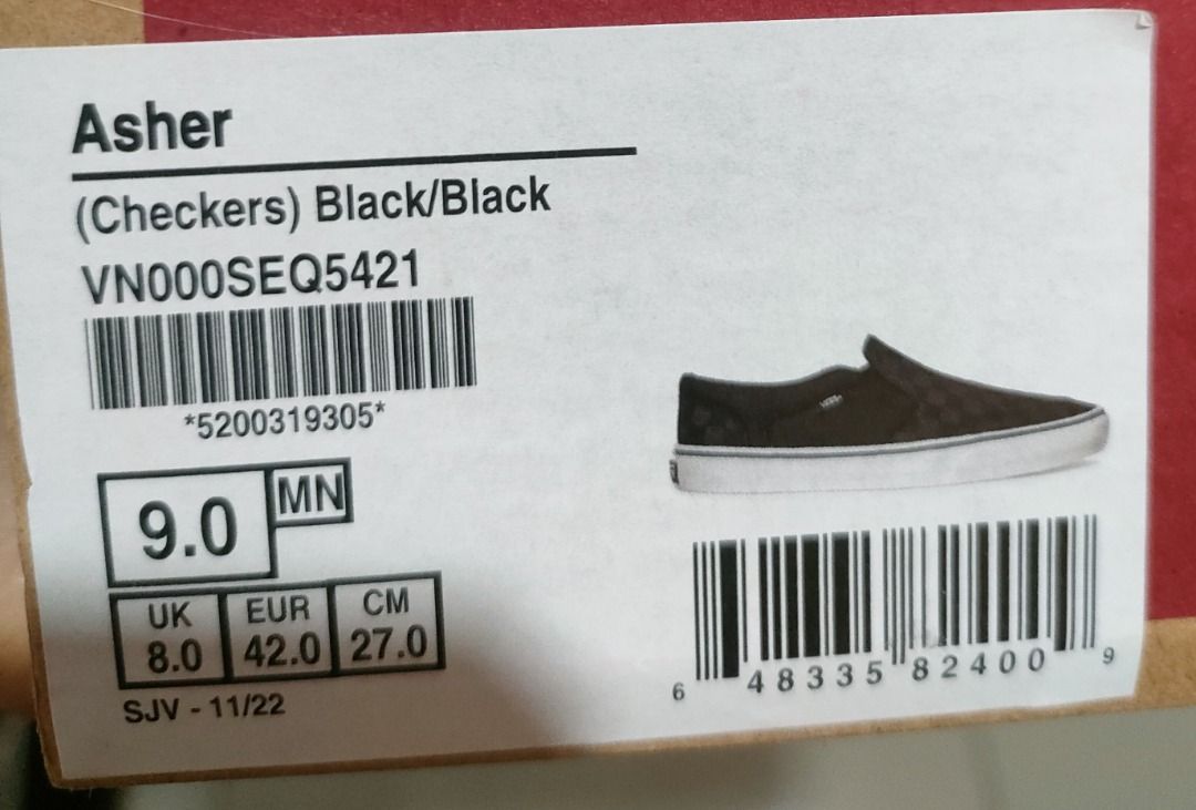 New Vans Asher Checkerboard Slip On Sneakers Men s Fashion