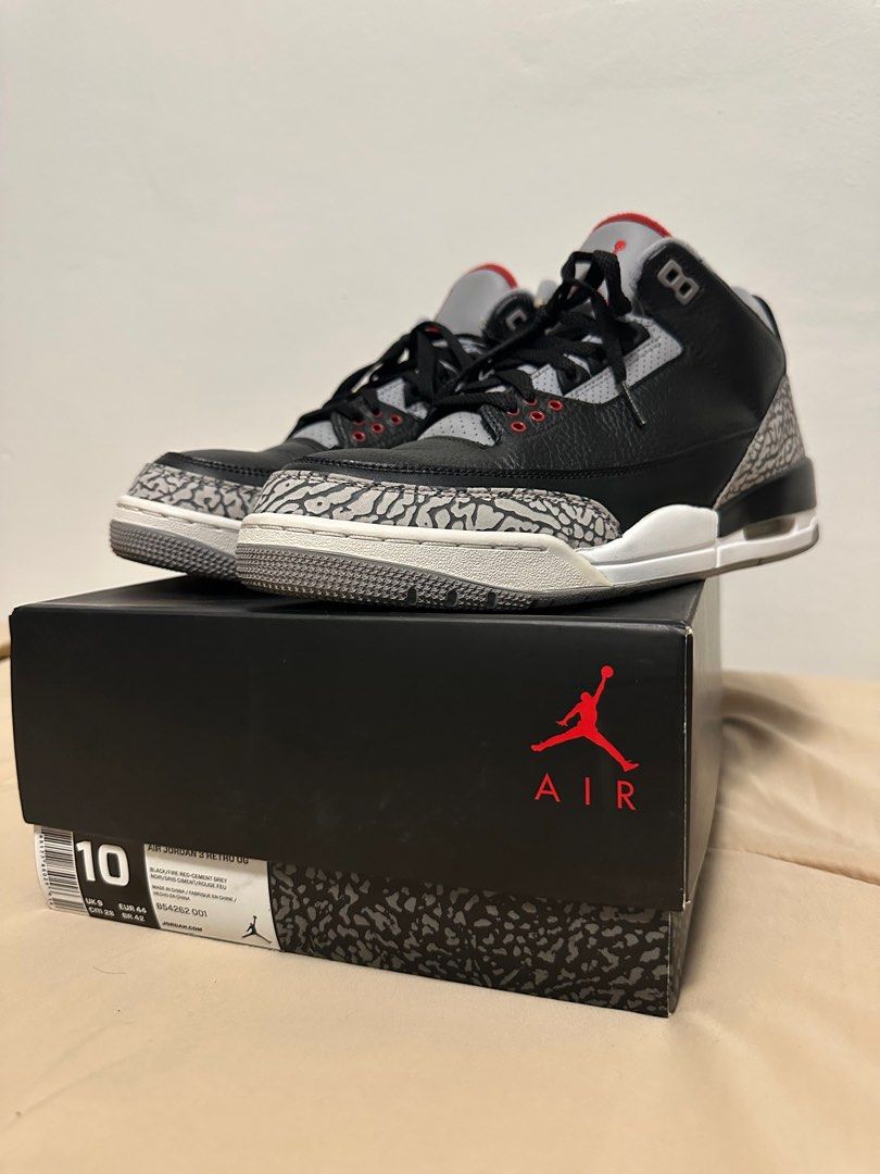 Nike air jordan retro 3 black cement hot sale