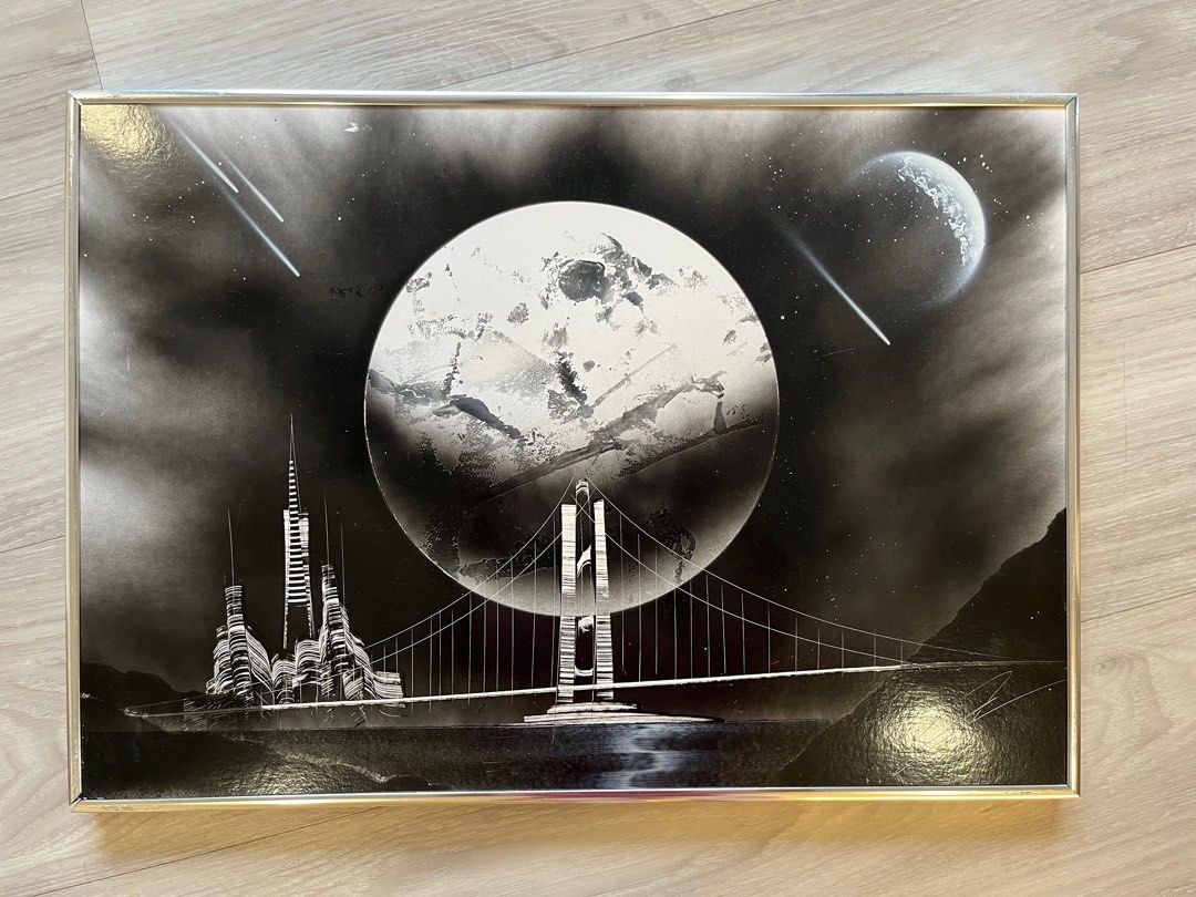 Original Spray Paint art with frame, Hobbies & Toys, Stationery & Craft