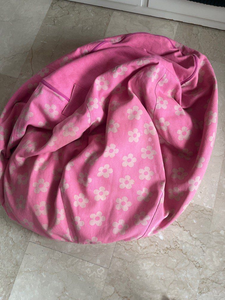 Pink flower bean bag, Furniture & Home Living, Furniture, Other Home