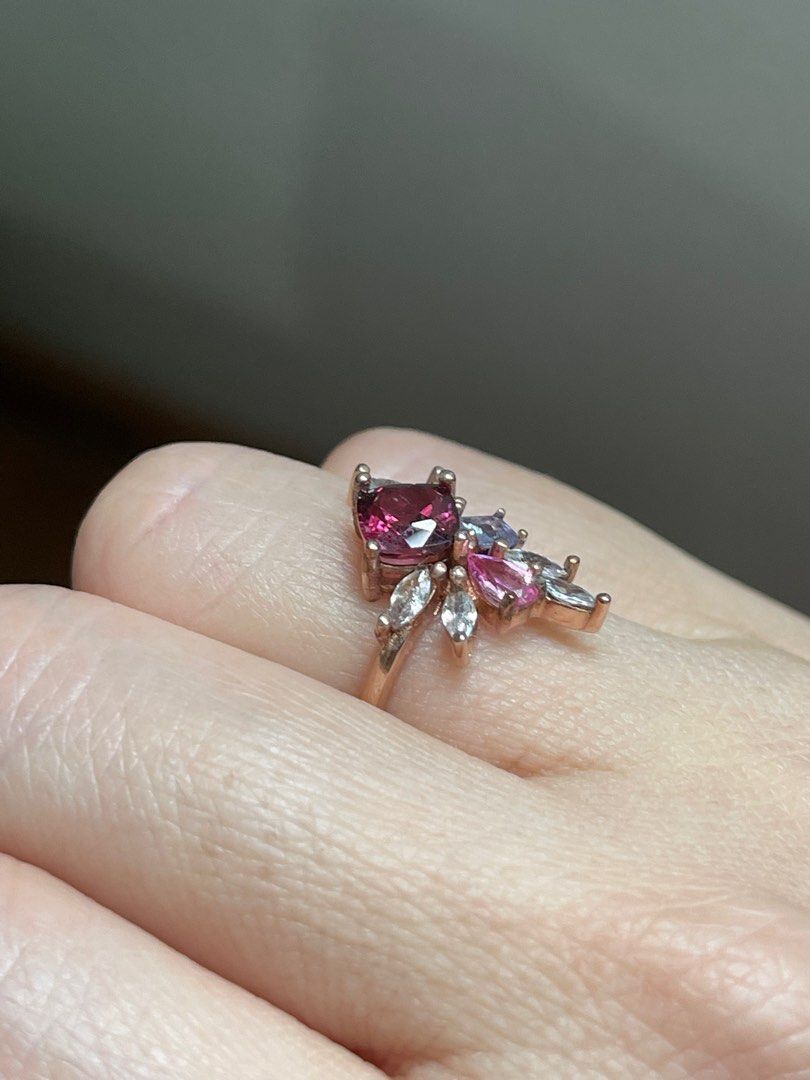 Pink Garnet cluster ring Women s Fashion Jewelry Organisers