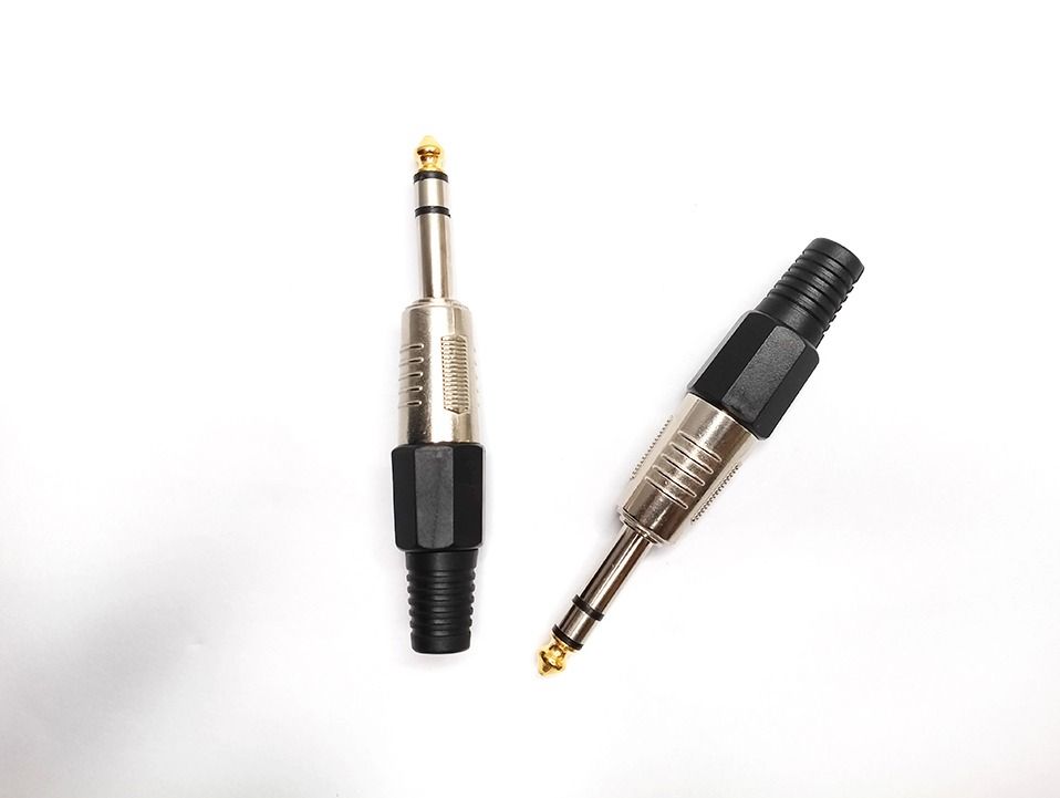 4x 6.35mm 1/4" Stereo Phone Jack Plugs - Gold Plated TRS Male Connectors